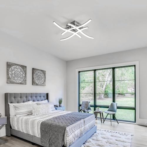 LED Modern Ceiling Light, Elegant Curved Design, 4 Built-in LED Boards, 24W 2700 LM 6500K Cool White Modern Ceiling Fixture for Living Rooms, Dining Room, Bedroom, Hallway and Corridor - Image 3