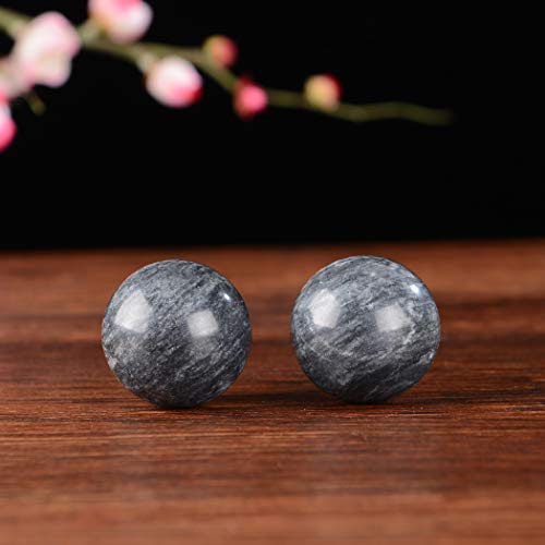 1.4'' Dark Grey Marble Baoding Balls Chinese Health Hand Exercise Balls Stress Relieve Craft Collection (bag-packed)