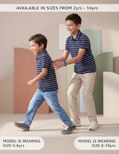 Image of Amazon Brand - Symbol Boys Soft Cotton Rich Jersey Striped Polo Shirt