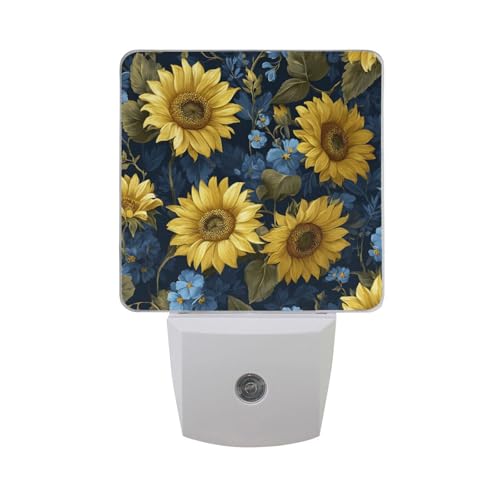 Lámpara de noche azul con girasoles y sensor automático miniatura 7