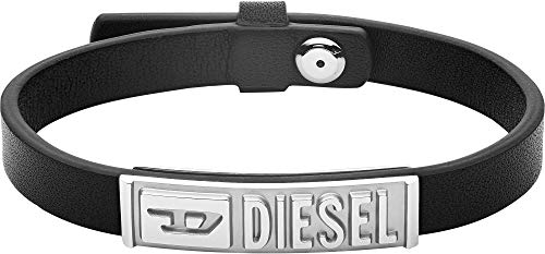 Preisvergleich Produktbild Diesel Herren-Armband Edelstahl Leder Schwarz DX1226040