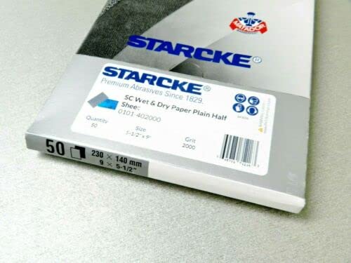 Matador Abrasive Wet or Dry Sandpaper 50 Sheet 2000 Grit 5-1/2 x 9" Silicon Carbide Made in Germany
