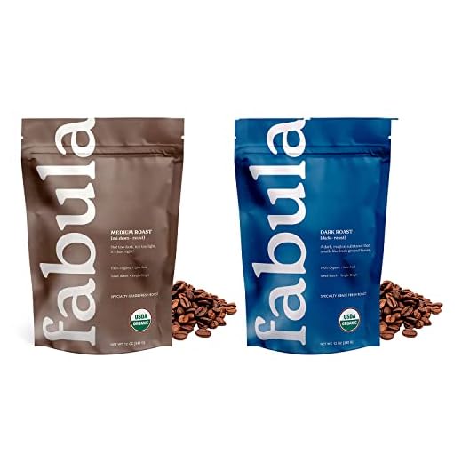 Fabula Organic Whole Bean Coffee - Medium and Dark Roast - 2 Bag Bundle