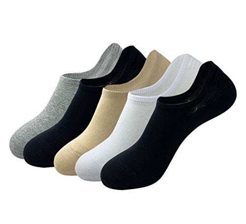 LA DEARCHUU No Show Socks Cotton Trainer Socks Women Sneaker Socks Invisible Liner socks With Silicone Grip non slip (Mix Color 5 Pack,UK shoe size 3-6)
