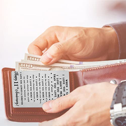 CPLJW 11th 11 Year Anniversary Card Gifts for Him Her, Steel Gifts for Men for 11th Anniversary, Eleventh Wedding Wallet Card Gift