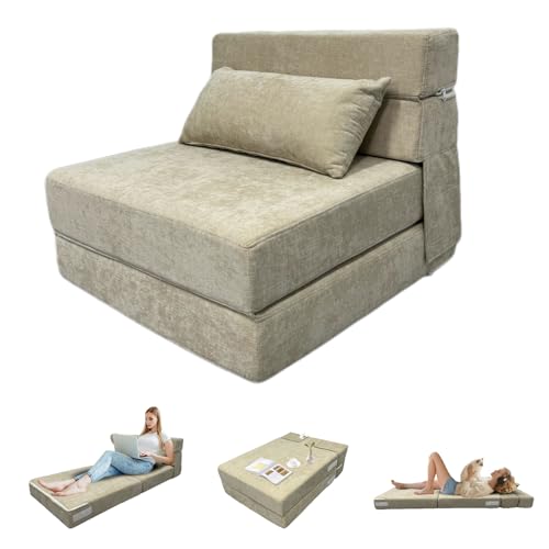 ANONER Divan-lit Pliable 70 x 190 cm, avec Coussin, Le siège se transforme en Matelas, Housse de Divan Amovible, Parfait pour Les Petites pièces et Les...