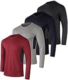 Real Essentials 4 Pack: Mens Long Sleeve Dry Fit T Shirts Hiking Fishing Workout Gym Work Sun UPF 50 Wicking Running Tee, Set 5, Medium