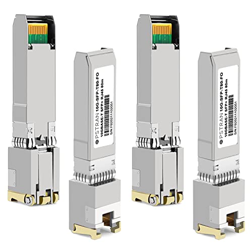 Image of 10GBASE-T SFP+ RJ45 Copper Transceiver Module Compatible with Fortinet FN-TRAN-SFP+GC FS-TRAN-SFP+GC 10G SFP+ 80m Cat6a /7 4 Pack