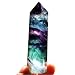 Clearance! DDLmax Natural Hexagonal Crystal Quartz Healing Fluorite Wand Stone Purple Green Gem (7.5-8cm, A)