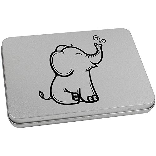 Azeeda 170mm 'Happy Elephant' Metal Hinged Tin/Storage Box (TT00130752)