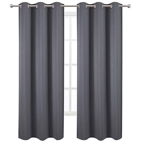 Image of LEMOMO Grey Thermal Blackout Curtains /42 x 84 Inch /Set of 2 Panels Room Darkening Curtains for Bedroom