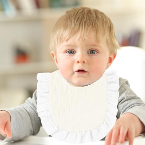8 Pack Baby Drool Bibs Set - Soft Muslin Bandana Bibs with Flounce Lace & Adjustable Snap4