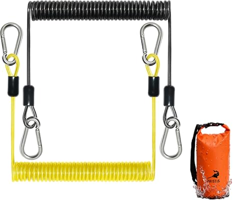 Combinación de equipamiento de protección de seguridad Pristis para pesca, bolsa seca impermeable de 10L y 2 cordones enrollables retráctiles miniatura 1