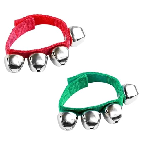 Augshy 2 Pcs Bell Bracelet, Jingle Bells Musical Rhythm Toys Musical Learning Instruments Ankle Bells Wrist Bells for School or Christmas Party Favors Education Band Performance