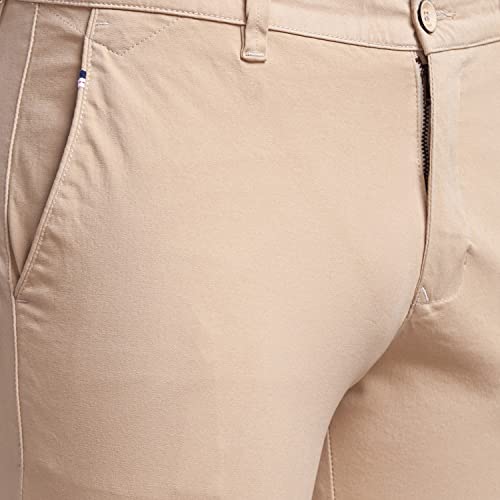 Image of Parx Men's Cotton Blend Solid Pattern Low Rise Tapered Fit Flat Front Casual Trouser