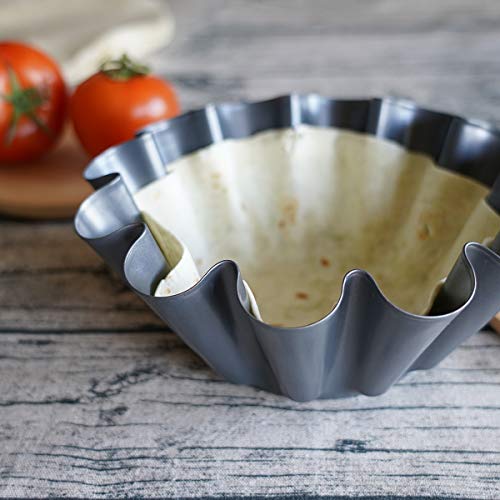 Homow 9 Inch Large Heavy Duty Non-Stick Fluted Tortilla Shell Pans, Heat Resistant Flower Baking Molds,Brioche Molds (2 Pcs) #TOP6