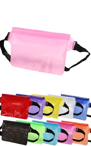 防水ポーチ【3重構造】 スマホケース ウエストポーチ 小物入れ 軽量 サイズ調整可能 ショルダーバッグ 海水浴 プール アウトドア 雨の日 撥水 (ライトピンク)