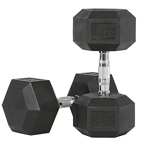 Core-Power Hexagon Dumbbells 25kg | Set d'haltères pour Fitness, Crossfit | Hex Dumbbell Set avec revêtement en Caoutchouc et poignée chromée Cover