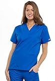 Cherokee Women's V Neck Scrubs Shirt, Royal, Medium