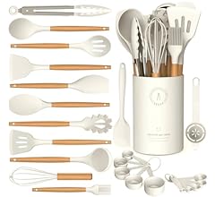 Silicone Cooking Utensils Set - Silicone Kitchen Utensils for Cooking Wooden Handles, 446°F Heat Resistant Kitchen Utensil …