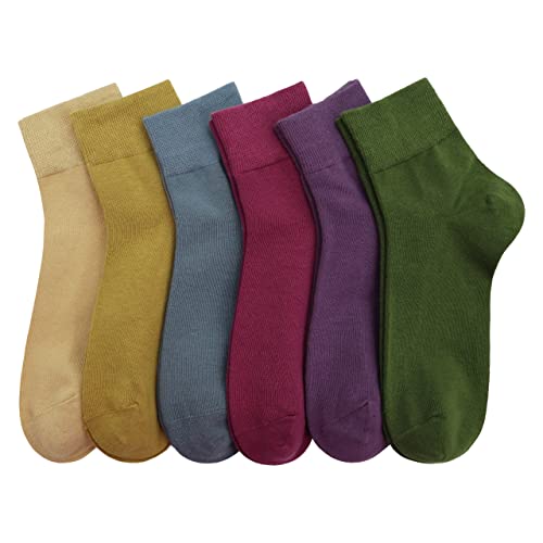 Women's Cotton Socks, Soft Thin Breathable Moisture Wicking Ankle Crew Casual Socks 6 Pairs