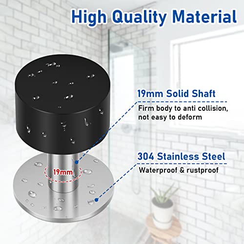 Kolako Black Door Stops, Floor Door Stoppers, No Drill Heavy Duty Modern Cylindrical Doorstops Rubber Bumper Adhesive Door Stop Wall Protector, Door Stoppers For Bottom Of Door, 4 Pack #TOP3