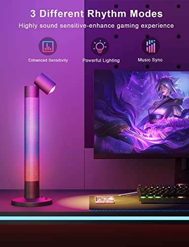 Hcyhnb Unique Table Lamp, Eye-Care Work Lamp With 3-Color Temperature And Brightness Adjustable, Atmosphere Color Changing Lamp For Gaming Room, Bedroom, Living Room #TOP3