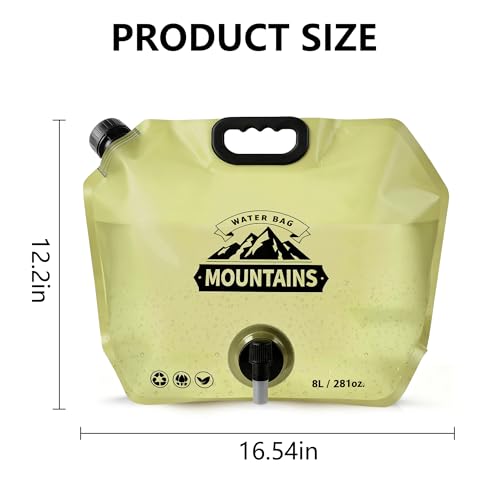 Image of Collapsible 8L Water Storage Bag, BPA-Free Portable Folding Water Jug with Adjustable Faucet, Leakproof Emergency Water Bag for Camping, Hiking, Riding, Outdoor Sport (BEIGE, 1)