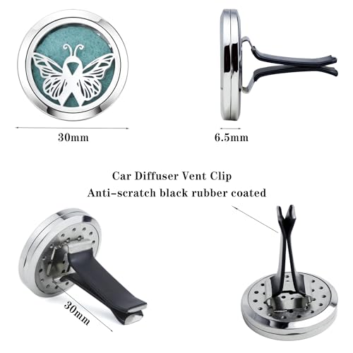 Image of AZNECK Car Aromatherapy Essential Oil Diffuser Vent Clips Car Diffuser Vent Clip Butterfly Air Freshener 10 Felt Pads Car Accessories for Women Gifts