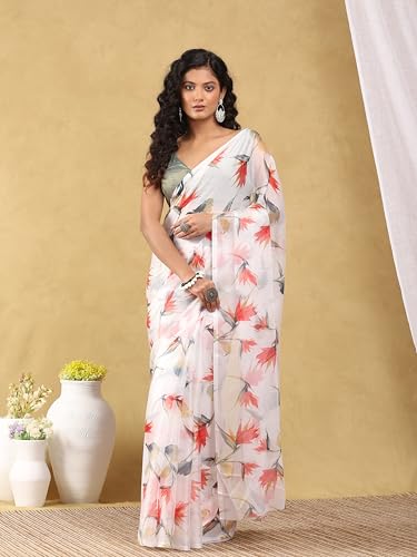 Image of Garden Vareli Floral Print Nara Chiffon Saree 73475