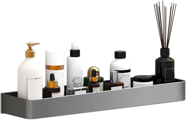 Miniatura 4 de VINGVO Estante de almacenamiento de baño, estantes flotantes de drenaje gris hueco estante de pared de baño estante flotante para el hogar,