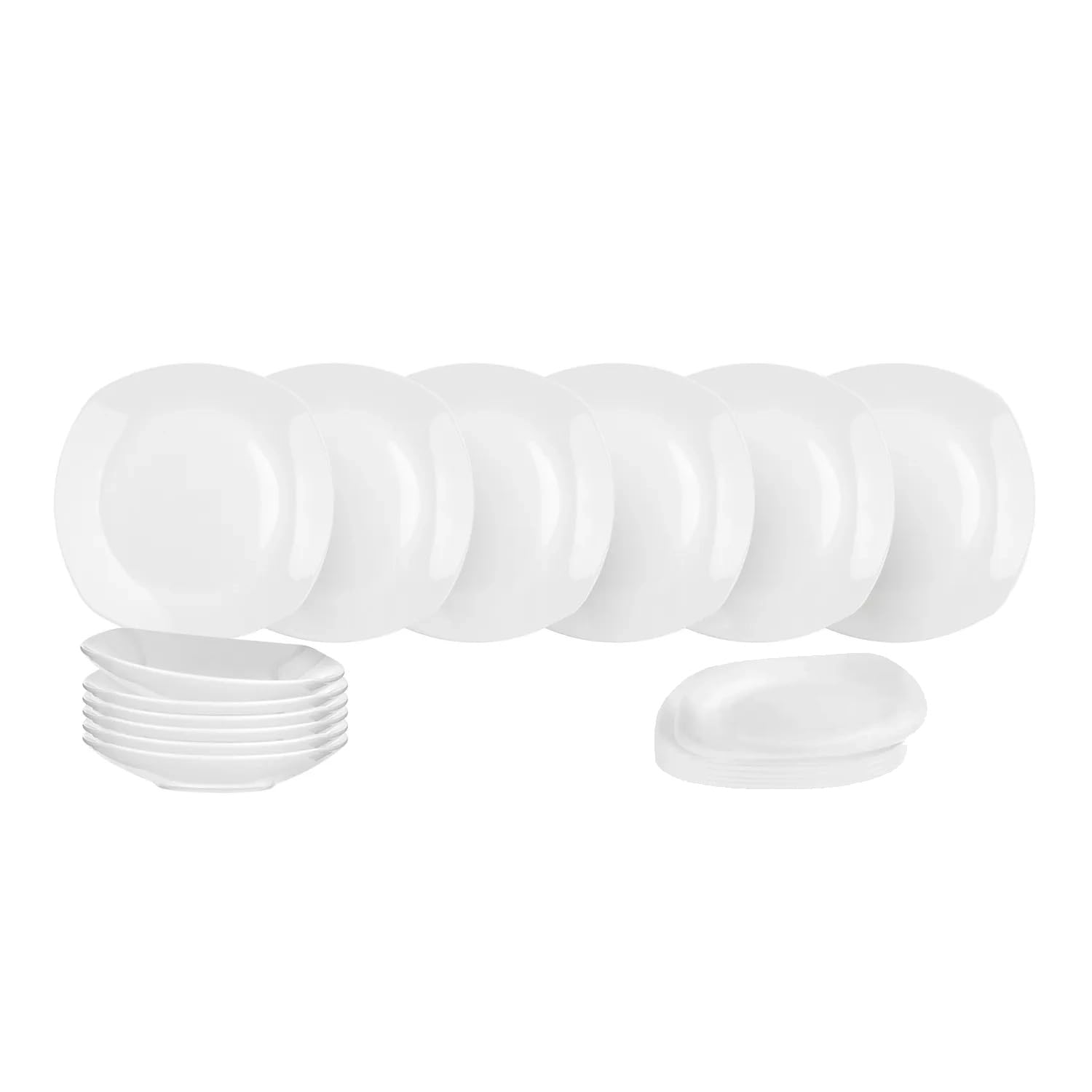 Servizio 18 piatti quadrati bianchi ceramica Square Coupe