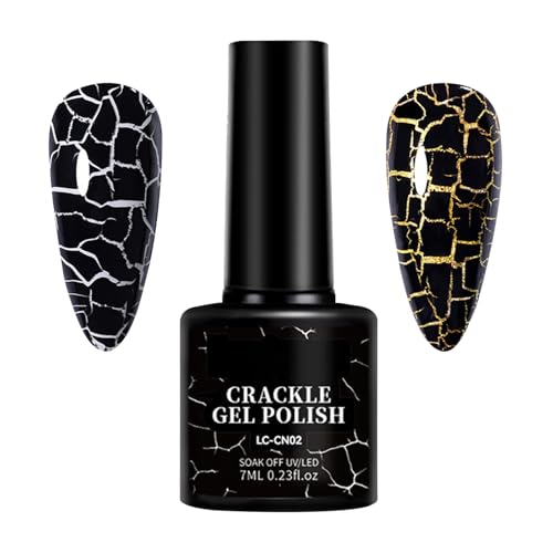 Esmalte de uñas craquelado - Manicura de gel UV de tendencia, 7 ml de esmalte de gel de alta pigmentación con diseño craquelado explosivo, acabado de calidad de salón | Suministros para uña