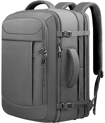 JARWAM Extra Large Travel Backpack 45L Expandable, Waterproof Wet Pocket Carry On Daypack, Anti-Theft TSA 18 Inch Laptop Bag for Men Women Flight Approved Weekender Duffel, Grey