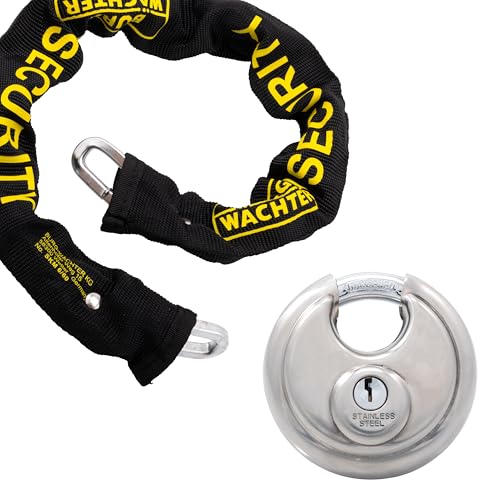 Burg Wachter SKM 6/60 SPL 60cm 6mm Security Chain & Stainless Steel Disc Padlock, Black