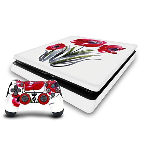 Skin vinyle PS4 Slim Mai Autumn Poppies pour un salon chaleureux