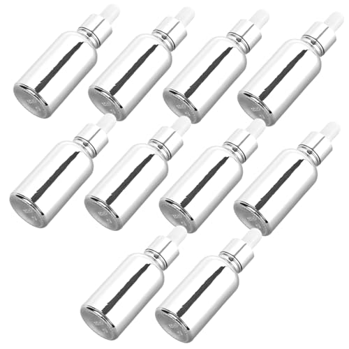 FOMIYES 10pcs Essential Oil Dropper Bottle Liquid Container Sample Vials with Cap Essential Oil Vials with Lids Bottles Empty Vials for Liquid Silver Glass