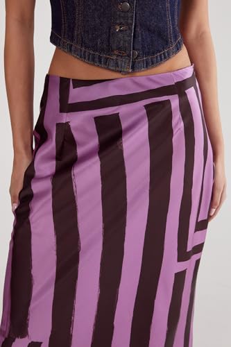 Women's Abstract Satin Stripe Bias Maxi Skirt3