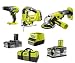 Produktbild RYOBI Vorteilspaket Combo-Kit Set mit Stichsäge, Akkuschrauber, Winkelschleifer + Zubehör
