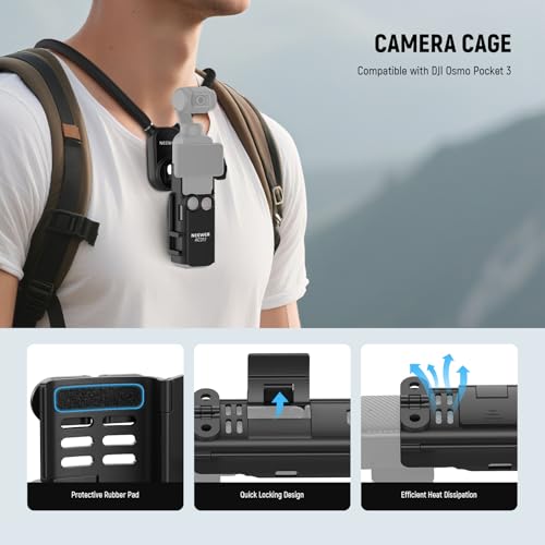Image of NEEWER Magnetic Neck Mount with Pocket 3 Cage, Flexible Quick Release Action Camera Neck Holder Compatible with Hero 13 12 11 Max DJI Action 5 Pro Insta360 Osmo Pocket 3 Accessory for POV, GP39
