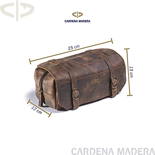 Necessaire Bolsa Couro Genuíno Cardena Madera Impermeável (marrom)