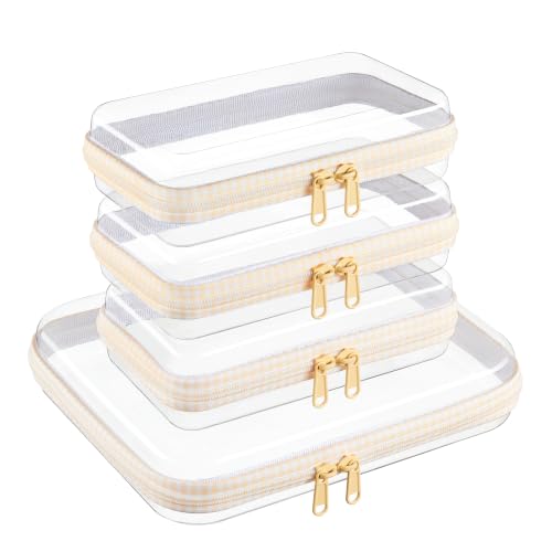 WELPIRT Clear Zipper Pouches, Hard Shell Zipper Case (M+3S)