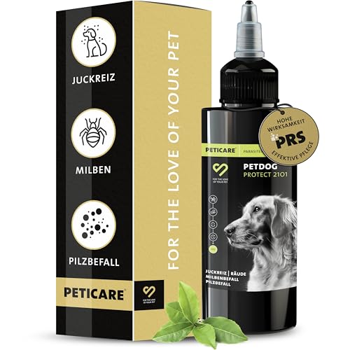 Peticare Anti-Parasiten Mittel für Hunde gegen Milben Flöhe Pilze Juckreiz