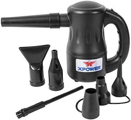 XPOWER A-2 Airrow Pro Electric Air Duster for Dusting, Drying, Inflating, Car Detailing, Computer, Leaf Blowing, 90 CFM, 7 Nozzles+2 Brushes, High Performance Motor, Eco-Friendly, Jet Black