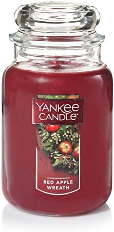Yankee Candle Red Apple Wreath Scented, Classic 22oz Large Jar Single Wick Candle, Over 110 Hours of Burn Time