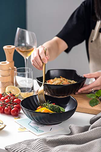 Bruntmor Matte Glazed 7" Ceramic Shell Shaped Dinner Plates, For Appetizer Or Desserts, Dinner Plates, Buffet Plates Set Of 4, Black #TOP5