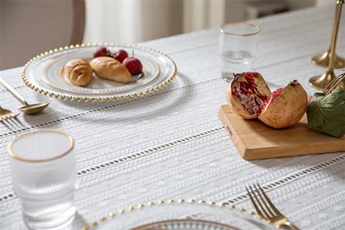Nappe brodée ajourée blanc coton nappe anti-taches table rectangulaire