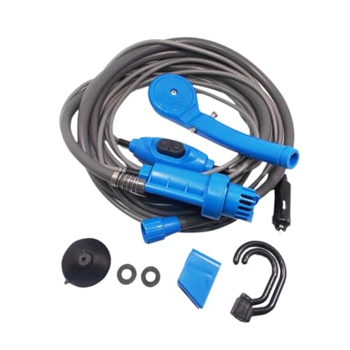 P Prettyia DC12V 車用シャワーセット アウトドアシャワー 軽量 ポータブル キャンプ用シャワー ビーチ キャンプ 洗車用, 青