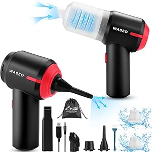 WADEO Aspirateur à main, Mini Aspirateur Voiture Sans Fil, 3 EN 1 Aspirateur eau et Poussière avec 3 Buses, Pompe à Air électrique, pour Voiture Maison Camping-car Animaux Domestiques (Noir)