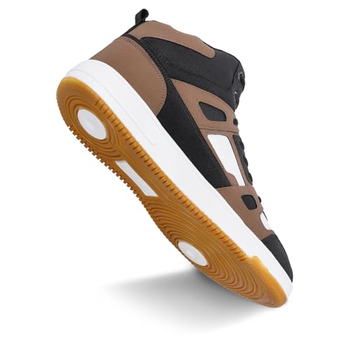 Image of WALKAROO High Top Casual Sneakers for Men's|Stylish and Comfortable|Cushion Insole and Slip-Resistance Outsole|Perfect Casual Wear|WY3466 Black Brown